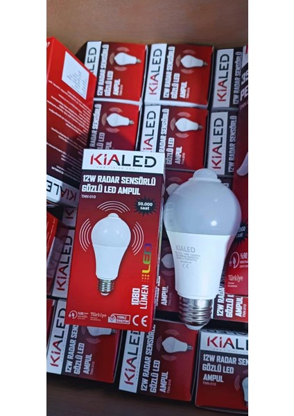 12W Radar Sensörlü LED Ampul, E27 Duy, 50.000 Saat Ömür, Beyaz
