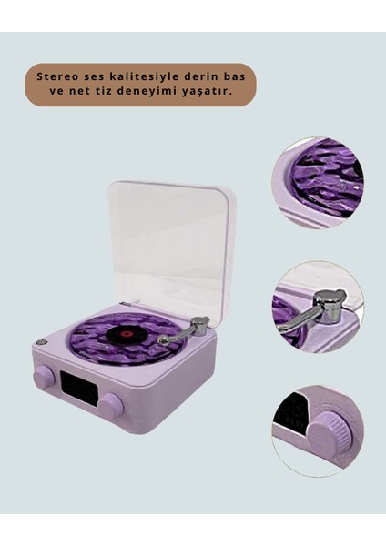 Yzlal Retro Bluetooth Hoparlör Mor fırsatları