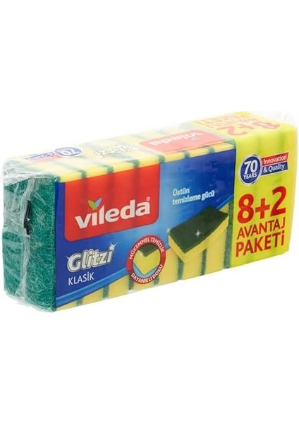 161919 Düz Hijyenik Bulaşık Süngeri, 8+2&apos;li Promosyon Paket, Yeşil fiyatları