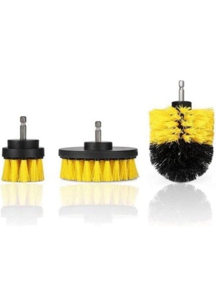 3lü Matkap Ucu Küvet Duşakabin Araba Tekerliği Koltuk Yıkama Temizleme Fırçası Seti, Renkli, Küçük