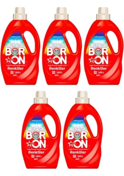 Doğal Mineralli Sıvı Çamaşır Deterjanı Renkliler Için 5 Adet 130 Yıkama.