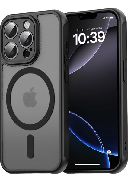 11 Pro Max ile Uyumlu Mattcover Serisi Arkası Mat Polikarbonat Kenarları Silikon ve Köşeleri Güçlendirilmiş Kamera Korumalı Ince Silikon Kılıf (Manyetik, 11 Pro Max)