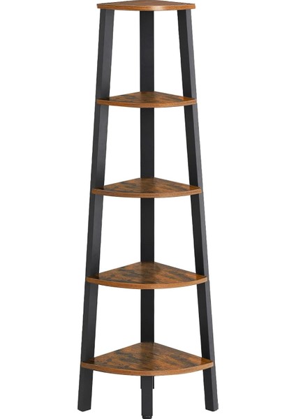 Köşe Rafı, Kitaplık 5 Katlı, Merdiven Raf, Saklama Dolabı, Oturma Odası Için Askısı, Endüstriyel Tarzda, Çelik Çerçeveli, ve Siyah LLS35X