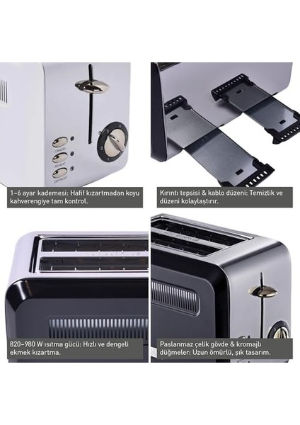 Gem Titan 4 Dilim Ekmek Kızartma Makinesi – 1960 W, Paslanmaz Çelik Gövde | Beyaz fiyatları