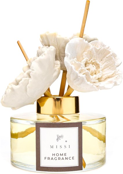 ml Seramik Çiçek Taşlı Bambu Çubuklu Vanilya Sandal Oda Kokusu