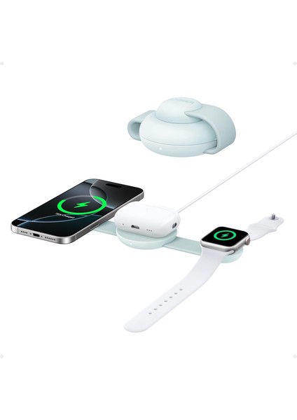 Maggo 3in1 Kablosuz Katlanır Şarj B25M8, Yeşil