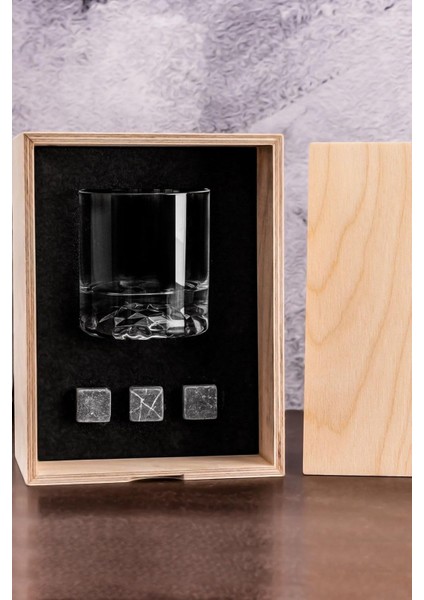 Ahşap Kutulu Viski Kadeh Seti Viski Bardağı - Ahşap Kutu Seti