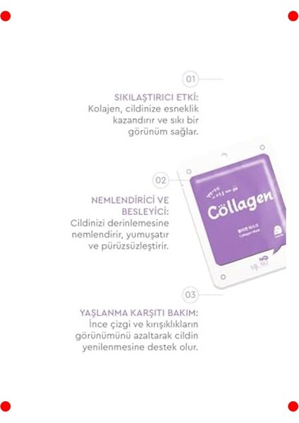 Kolajen Özlü Cilt Canlandırıcı Yüz Maskesi 5'li Set modelleri