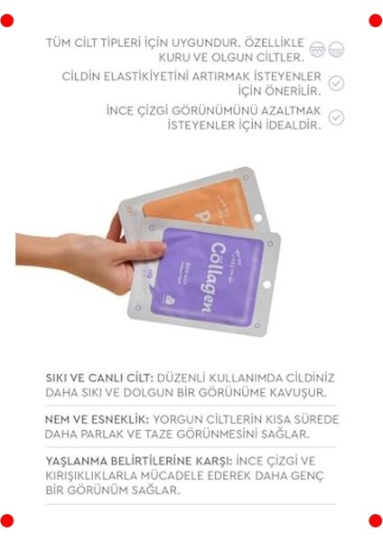 Kolajen Özlü Cilt Canlandırıcı Yüz Maskesi 5'li Set fırsatları