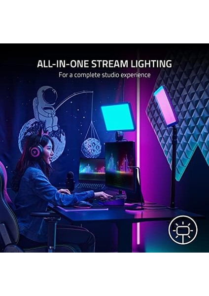 Key Light Chroma - Akış Için Rgb Anahtar Işığı (Akış Aydınlatması, Özelleştirilebilir Işık Spektrumu, Interaktif Aydınlatma, Wi-Fi ve Bluetooth Için Komple Çözüm) Siyah modelleri