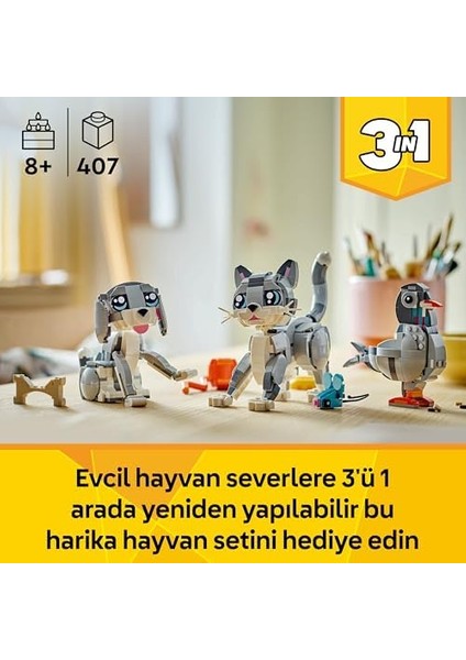 Creator 3’ü 1 Arada Oyunbaz Kedi 31163-8 Yaş ve Üzeri Çocuklar Için Köpek Veya Güvercin Figürüne Dönüşebilen Oyuncak Yapım Seti, Doğum Günü Hediyesi (407 Parça) modelleri