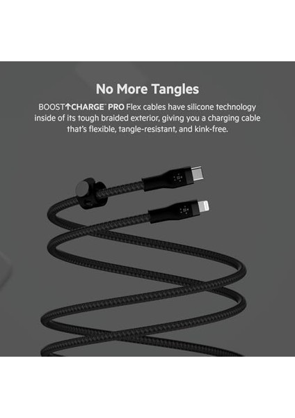 Boostcharge Pro Örgülü USB Tip C - Lightning Kablosu (2m/6,6 Ft), Mfi Sertifikalı 20W Hızlı Şarj Pd Güç Dağıtımı - Siyah fiyatları