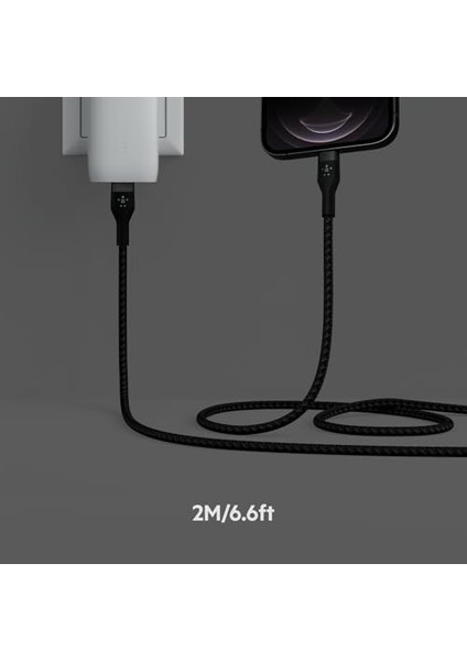 Boostcharge Pro Örgülü USB Tip C - Lightning Kablosu (2m/6,6 Ft), Mfi Sertifikalı 20W Hızlı Şarj Pd Güç Dağıtımı - Siyah modelleri