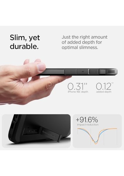 16E ile Uyumlu Ekstra Dayanıklı Magsafe Kılıf Tough Armor Ai Hava Kanalı Teknolojisi Askeri Sınıf Koruma Magfit Kickstand&apos;lı Çift Katman Kapak - ACS09137 modelleri
