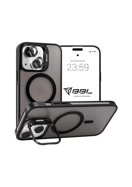 Için Kılıf Kamera Korumalı Şarj Özellikli Mat Şeffaf Renkli Standlı Kılıf (Lens Hediyeli) (Siyah, 13) fiyatları