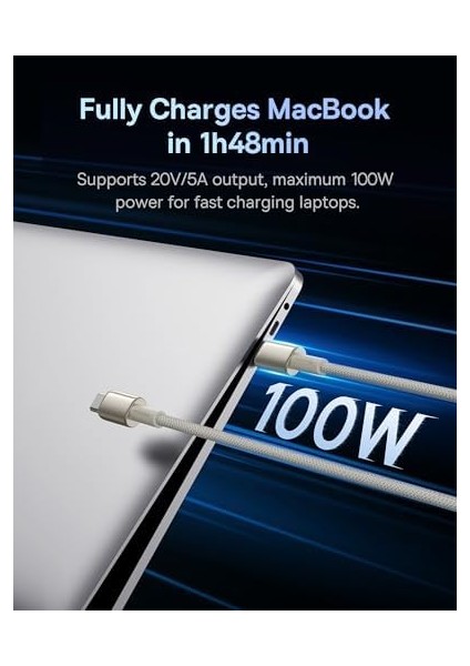 Tungsten Hızlı Şarj Data Kablosu Type-C To Type-C 100W, 2m, Titanyum Galaksı Altın Rengi modelleri