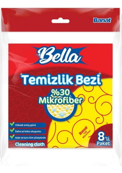 %30 Mikrofiberli Temizlik Bezi 8&apos;li Paket