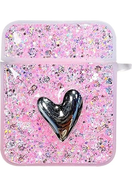 Airpods 1. Nesil / 2. Nesil Için Kılıf Glitter Shiny Pembe [airpods 1/2 ile Uyumlu Kılıf - Pembe]