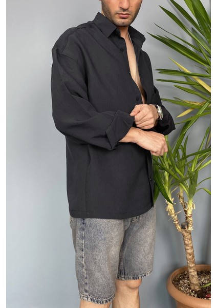 Ince Kumaş Oversize Uzun Kollu Gömlek