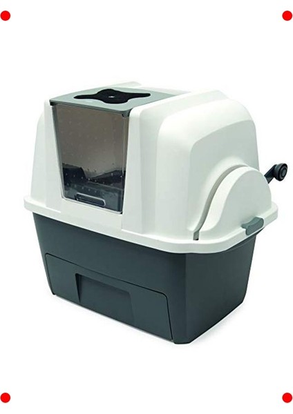 Otomatik Kedi Tuvalet Kabı - Gri/beyaz