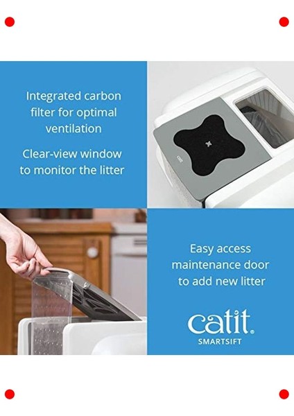 Otomatik Kedi Tuvalet Kabı - Gri/beyaz fırsatları