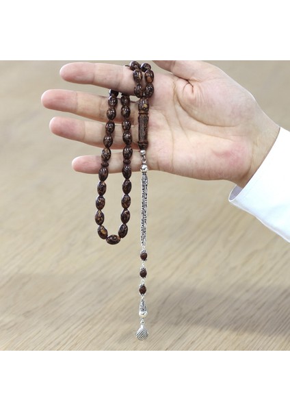 925 Ayar Gümüş Kral Zincir Püsküllü Arpa Kesim Kahverengi Kokulu Tarçın Ağacı Tesbih modelleri