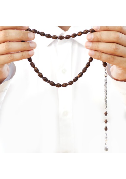 925 Ayar Gümüş Kral Zincir Püsküllü Arpa Kesim Kahverengi Kokulu Tarçın Ağacı Tesbih fırsatları