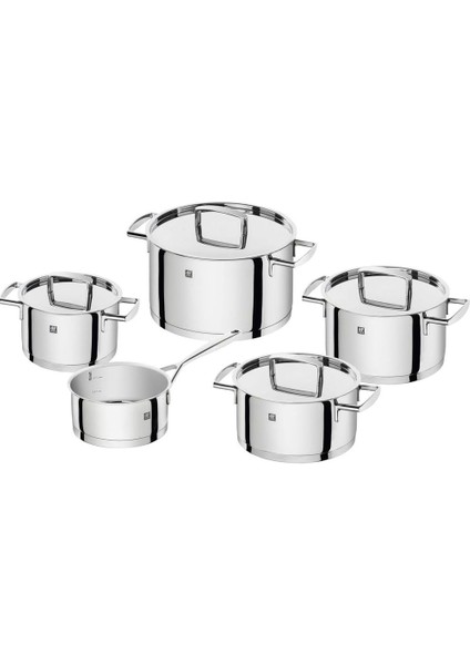 5 Parça Tencere Seti, Paslanmaz Çelik, 5 Parça, Gümüş Rengi