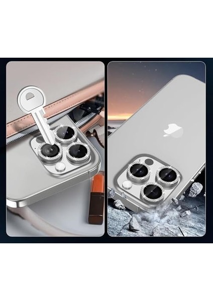 16 Pro/ 16 Pro Max Taşlı Lens Premium Kalite ve Görünüm Gümüş fiyatları