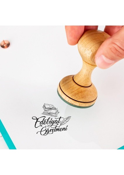 Öğretmenlerine Hediye Mühür Seti - Ahşap Kitap Mühür - Defter Kaşe