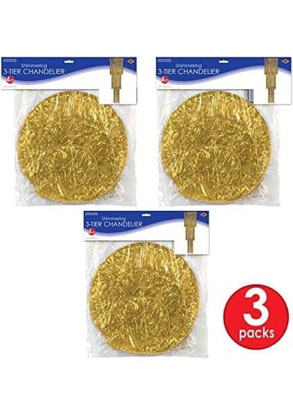 3 Parça Üç Katlı Metalik Plastik Parıltılı Asma Avizeler Yılbaşı Partisi Dekorasyonları Veya 20&apos;lerin Temalı Dekoru, 4&apos; fiyatları