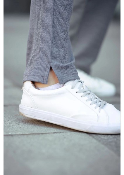 Erkek Paça Yırtmaçlı Burgu Selanik Dokulu Jogger Buggy Pantalon Rahat Kalıp - Gri fiyatları