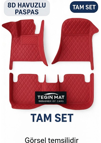 Bmw 418 I 4 Serisi 2013-2020 Arası 8d Araca Özel Havuzlu Suni Deri Paspas Kırmızı (Tam Kaplama, 11 Mm, Kokusuz)