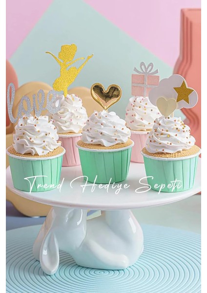 Hediye Sepeti 50&apos;li Soft Mint Yeşili Muffin Kalıbı Kek Kapsülü, Muffin Kek Kalıbı, Airfryer Uyumlu