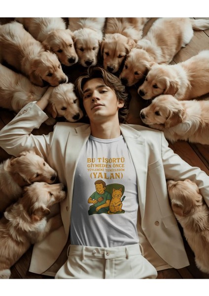 "bu Tişörtü Giymeden Önce Tüylerini Temizledim (Yalan)" Baskılı Oversize Tişört fiyatları
