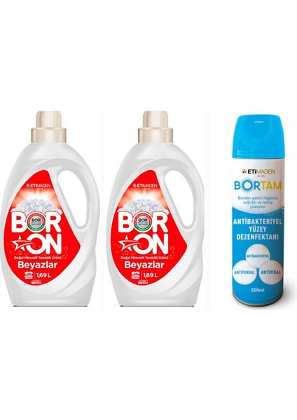 Doğal Mineralli Sıvı Çamaşır Deterjanı Boron Beyazlar Için 52 Yıkama+ Bortam Dezenfektan