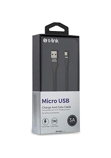 Swapp SW-C540 1m 3A Micro USB Siyah Şarj Kablosu fiyatları