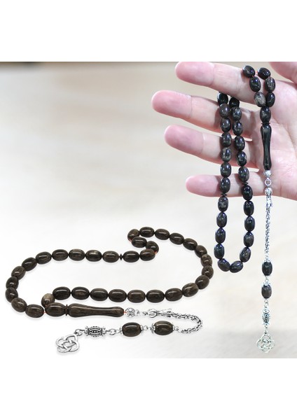 Kararmaz Metal Arnavut Zincir Püsküllü Sülün Imame Beyzi Kesim Gri - Siyah Katalin Tesbih fiyatları