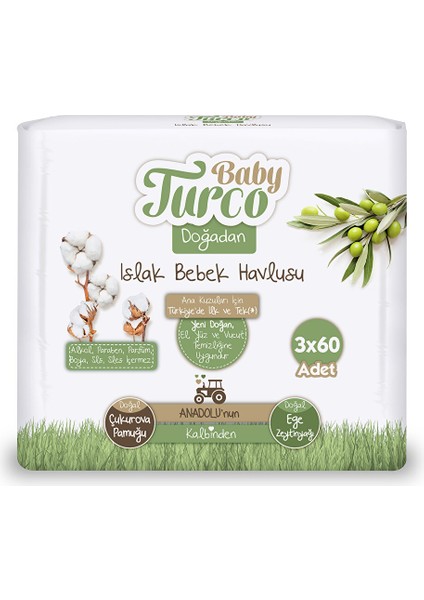 Doğadan Bebek Islak Mendil 3X60 Adet 1 Adet