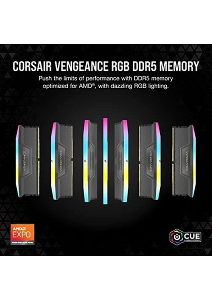 Vengeance Rgb Ddr5 32GB (2X16GB) Ddr5 6000MHZ CL36 Amd Expo Intel Xmp Icue Uyumlu Bilgisayar Belleği - Gri (CMH32GX5M2E6000Z36) modelleri