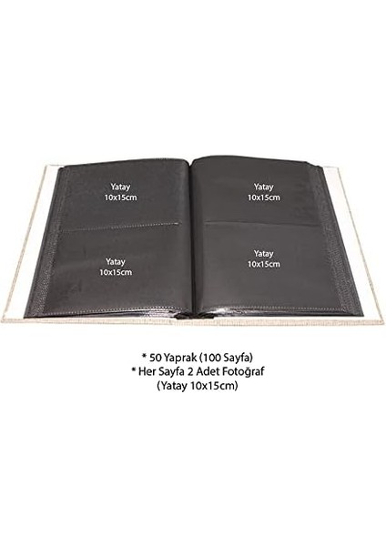 10X15CM 200 Fotoğraf Kapasiteli Lüks Çerçeveli Koton Fotoğraf Albümü 46200-K fiyatları