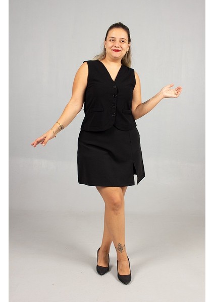 Büyük Beden Rahat Siyah Likralı Krep Etek Şort fırsatları