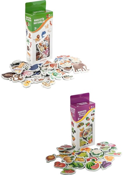 30 Parça Hayvanlar ve 26 Parça Sebze Meyveler Eğitici Set Magnet