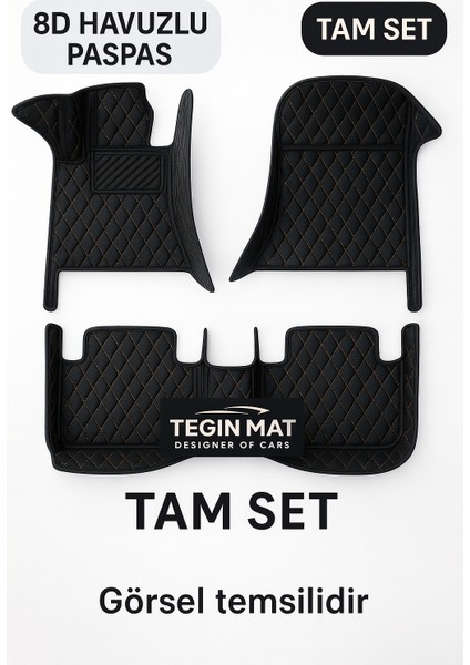 Opel Astra K 2015 Sonrası 8d Araca Özel Havuzlu Suni Deri Paspas Siyah Bej (Tam Kaplama, 11 Mm, Kokusuz)