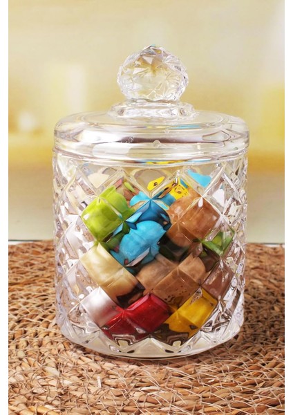 Lüx Büyük Cam Şekerlik & Cam, Kesme Cam Lüx Şekerlik 13CM*7.8CM - 06637