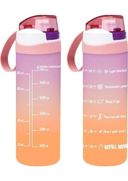 161670-162 Su Şişesi - Motivasyon Su Matarası - Suluk Yavruağzı