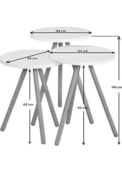 Zigon Sehpa Ahşap Ayaklı Yuvarlak Tasarım ( Gri) modelleri
