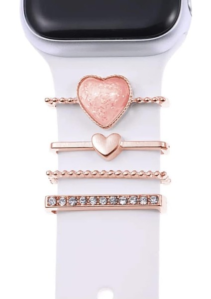 Ultra Kordon Süsü Charm Inci Kalp Rose