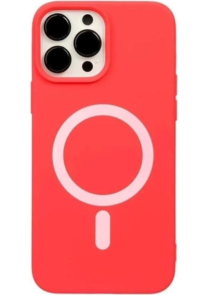 15 Pro Max Uyumlu Lansman Kablosuz Şarj Özellikli Telefon Kılıfı (Kırmızı)
