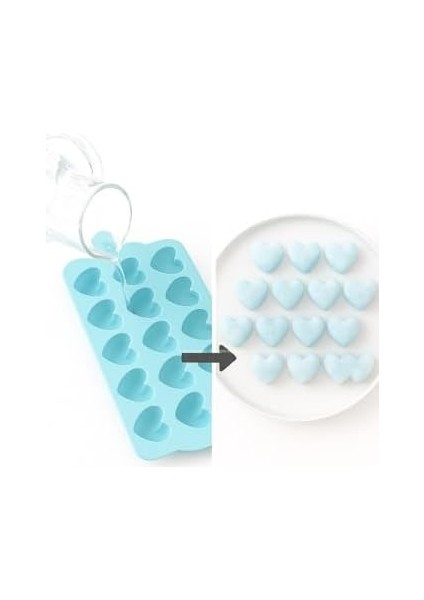 Silikon Kalp Buz ve Çikolata Kalıbı Ikili Set 18 Hazneli Gıda Sınıfı Silis Kumlu Dayanıklı Fırın ve Dondurucu Uyumlu Asorti Renkli Kalıplar modelleri